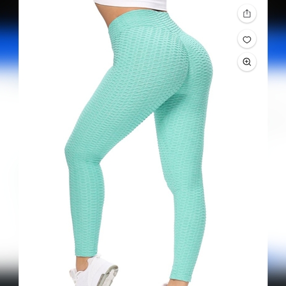 Mint Green Textured Leggings Sz M - Picture 1 of 6
